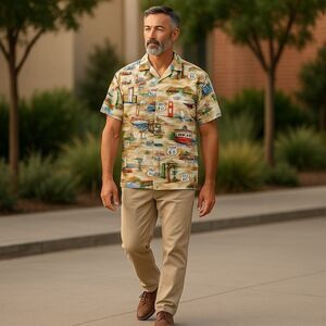 Pacific Legend Apparel Aloha Shirt Mother Road Route 66 Size Large
